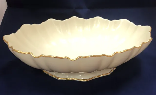 Vintage Lenox Symphony Scalloped Edge Footed Bowl, Off White/Gold