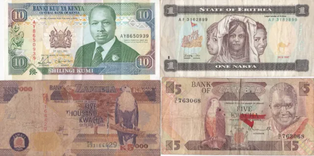 Set of 4 banknotes African Countries 1980-2006  F-VF