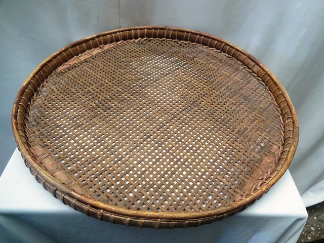Antique Burmese Cane Sieve Farmhouse Kitchen Utensil Grain Sifter Collectibles " 2