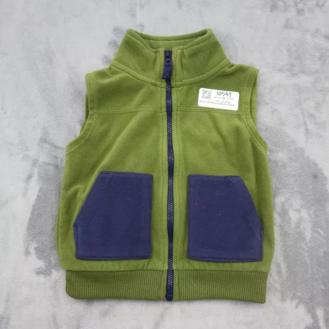 Carters Vest Toddler Boy 18m Green Blue Casual Lightweight Sleeveless Fleece Zip