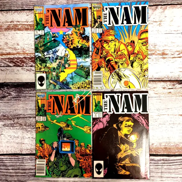 The Nam Lot of 4 Comic. #'s 1-2,4 and 8. Marvel Comics. 1986-1987. 2 Newsstands.