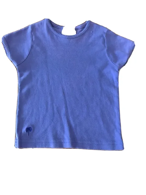 Lilly Pulitzer Girls Pullover T-Shirt Top Short Sleeve Crew Neck Sz 6 Blue VTG