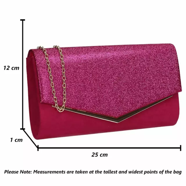 Women's Shiny Glitter Envelope Clutch Handbag Shoulder Bag Evening Wedding Purse 2