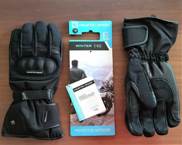 VQUATTRO Gants Moto Hiver Actif Noir
