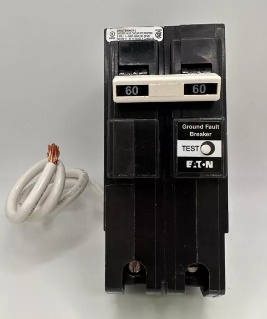 Eaton Cutler Hammer GFT GFTCB260 2 Pole 60 Amp 120V Circuit Breaker TESTED