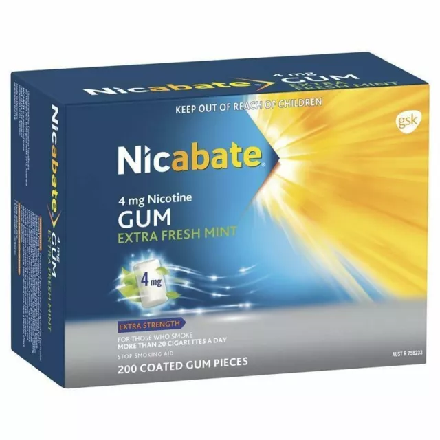 Nicabate Gum 4mg Extra Fresh 200 Pieces Exclusive Size