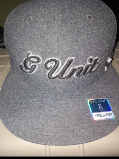 Vintage Grey & Black G-Unit Reebok Fitted Cap Hat - 50 Cent  Size 8 -Hip Hop/Rap