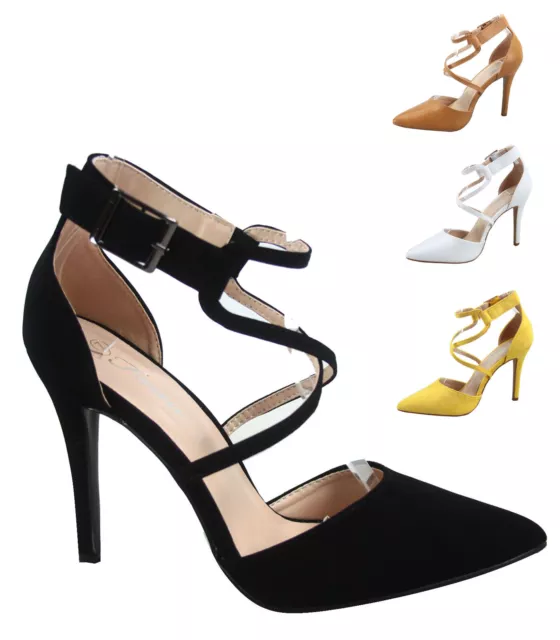 Women's Sexy Pointed Toe  Ankle Strap High Heel Stiletto Shoes Size 5 - 10 NEW