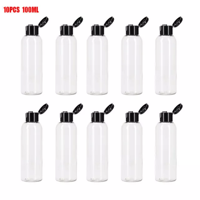 10PCS 100ML Travel Bottles for Toiletries Cleaning Black Fliptop Small Container