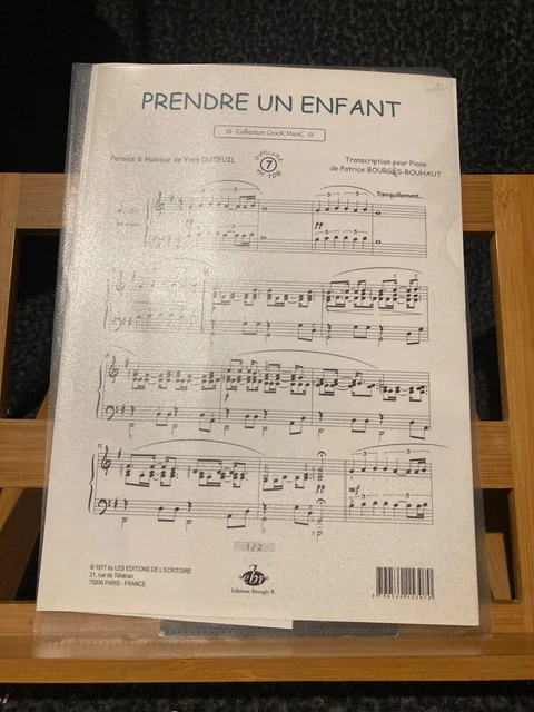 Yves Duteil Prendre un enfant partition piano Crock'music Bourges-Rouhaut