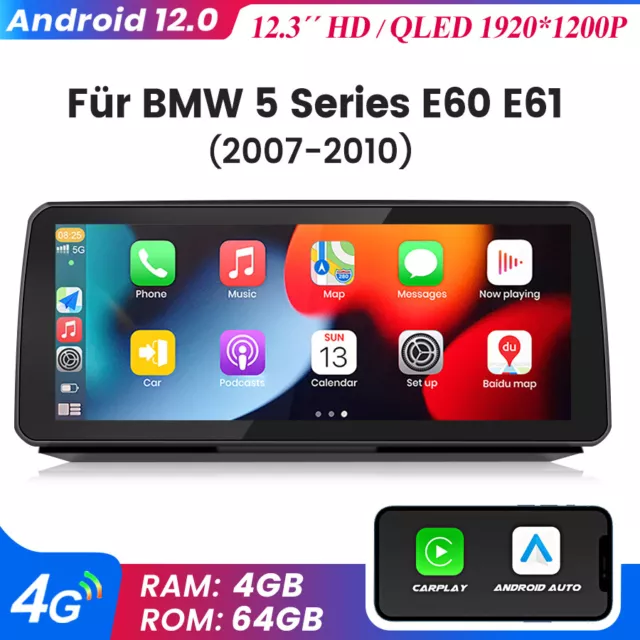12.3" Android 12 Autoradio GPS Navi LTE 4G für BMW E60 E61 E63 E64 E90 E91 DAB+