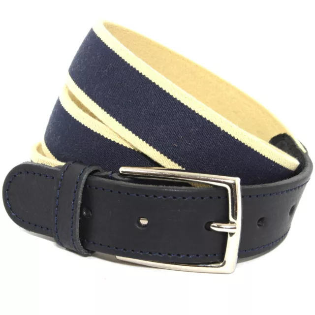 Cintura Elastica e Pelle da Uomo Blu Donna Cuoio Artigianale Made in Italy 3 cm