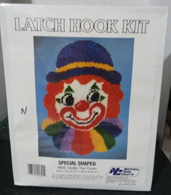 National Yarn Crafts Latch Hook Kit special shaped smile the clown sz 20x27" New
