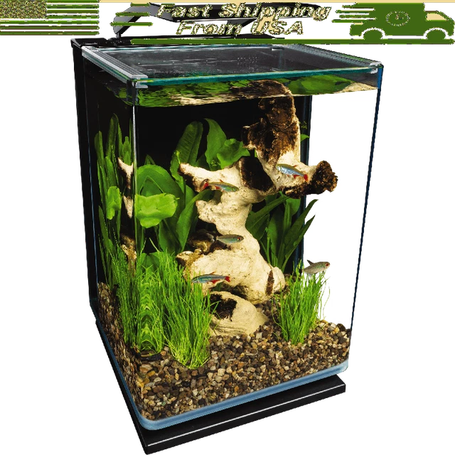 5-Gallon Glass LED Aquarium Kit W/ Hidden Filtration & Day/Night Lighting System