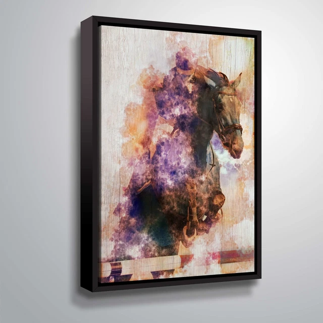 ArtWall's Horse Jumping Gallery Wrapped Floater-framed  Small