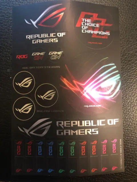 ASUS ROG Republic of Gamers PC Gaming Decal Sticker Decal Sheet NEW NR