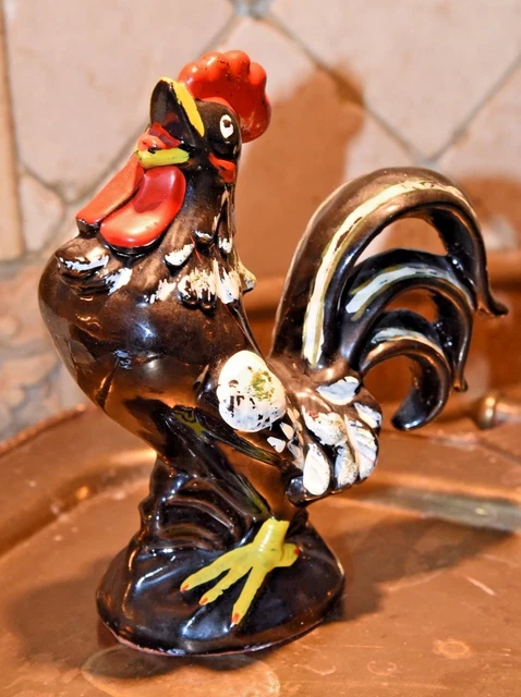 Vintage Hand Painted Rooster Bird Farm Chicken Mid Century Farm Kistch 6 1/4"H