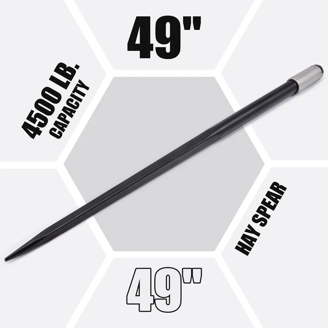 Compact 49inHay Bale Spike with 4500lb Capacity Tool for Truck Tractor More