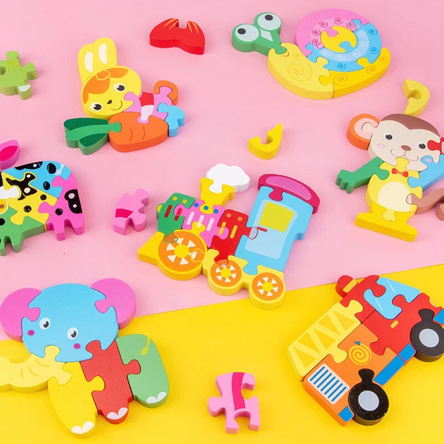 Wooden Jigsaw Puzzle For Toddler Kids Montessori Early Educational Toy 3D
