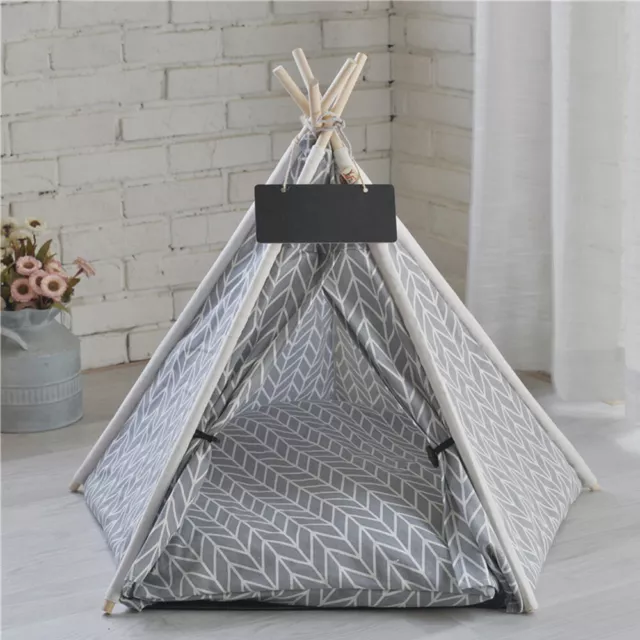 Pet Dog Cat Kitten Nest Play Tent Tipi House Teepee Bed Puppy Cushion Sleep Mat