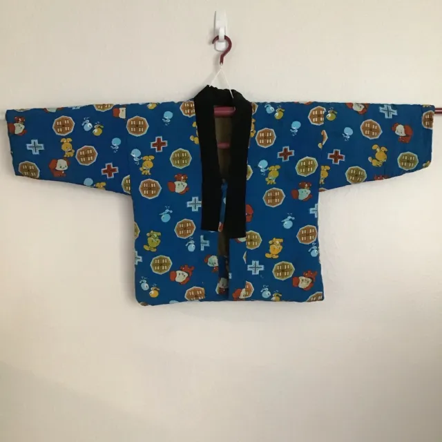 *As-Is* VTG Stained Blue Japanese Kimono Housecoat Hanten Chanchanko Youth Boy's