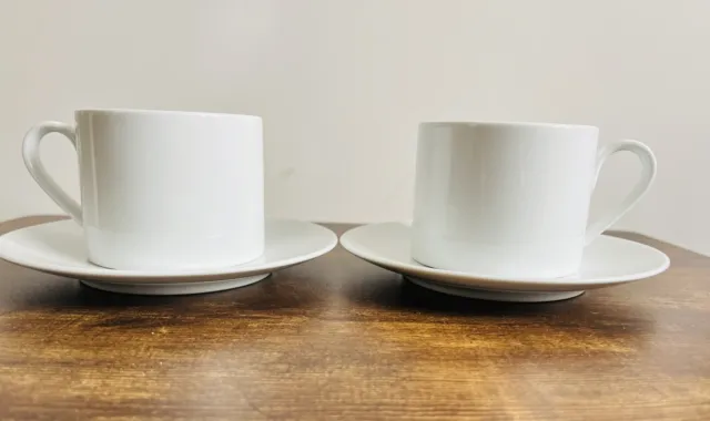 M&S Marks & Spencer 2 x Maxim White Cups & Saucers 7cm Height
