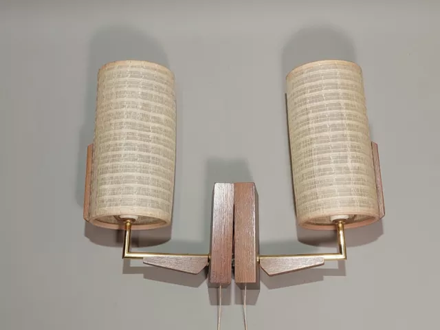 Paar edle Teakholz  Tütenlampe Wand Lampe Wandleuchte Vintage 50er 60er