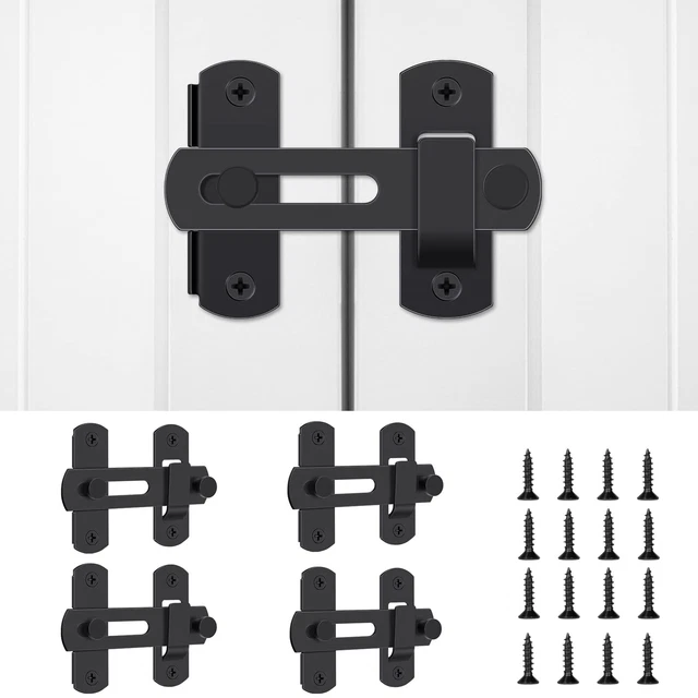 4 Pack Barn Door Latch 3.93X 2.75 Stainless Steel Black Sliding Barn Door Lock