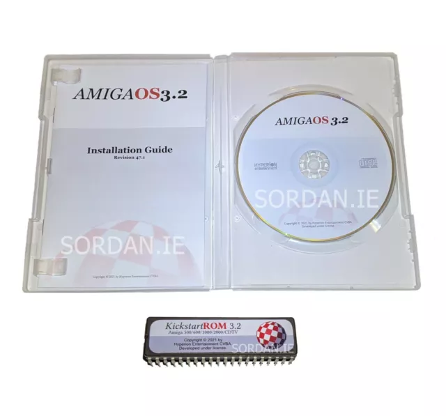 Neuf Amiga Workbench OS 3.2 CD + Kickstart ROM 3.2.1 pour 500 600 2000 #1049