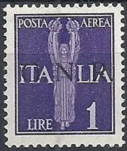 1944 RSI GNR BRESCIA I TIRATURA POSTA AEREA 1 LIRA MNH ** VARIETà - RSI136-3