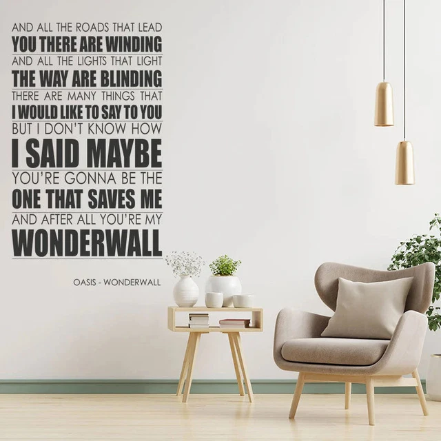 Autocollant Mural Oasis – Paroles De Masterplan – Déco Musicale Contemporaine – 40 Cm