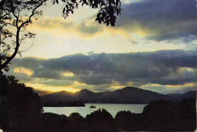 Postcard Scotland Sunset Over Loch Lamond Dunbartonshire