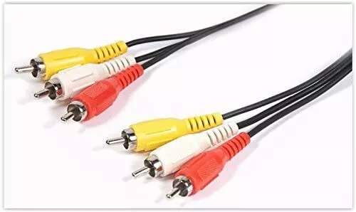 3 x câble audio vidéo triple RCA mâle à mâle jaune blanc rouge 1M