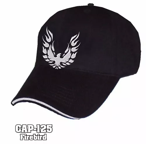 Pontiac Firebird Trans Am Hat Cap - Black W/ Liquid Metal Firebird Emblem / Logo 2