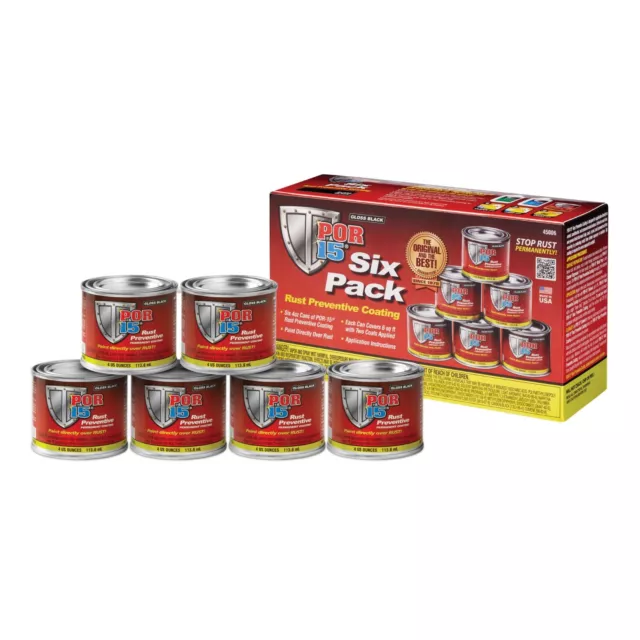 POR-15 45006 4oz Cans Gloss Black Rust Preventative Paint (6 pack of 45032)