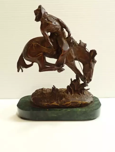 FREDERIC REMINGTON Horse & Cowboy Bronze Statue Figurine Handmade