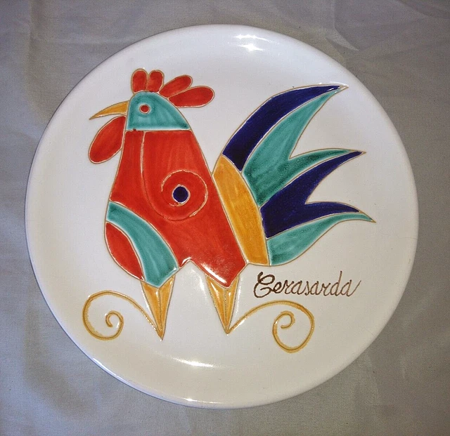 Ancien Belle Assiette Cerasarda Un Coq Italie De Collection Décoration Ceramique