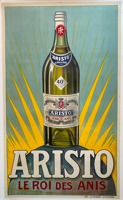 Affiche entoilée ARISTO LE ROI DES ANIS Apéritif Anis 60x98cm 30's