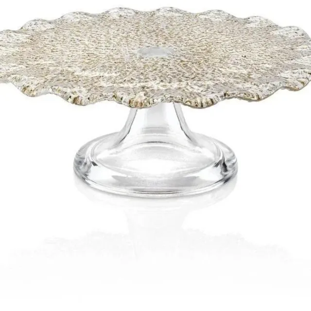 IVV Glassware Scalloped Footed Cake Plate 10-1/4in