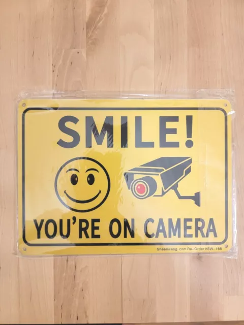 New Smile You're On Camera Security Waterproof Business Yellow Sign Video Cctv