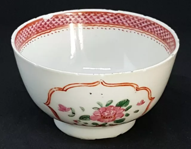 Chinese Cantonese vintage pre Victorian oriental antique famille rose tea bowl