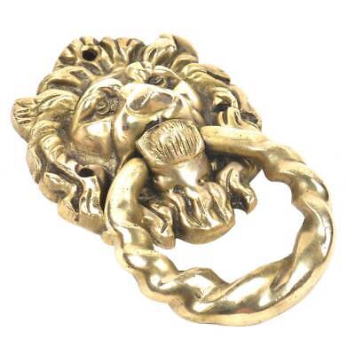 Antique Handmade Brass Lion Head Ring Door Knocker  Door Bell