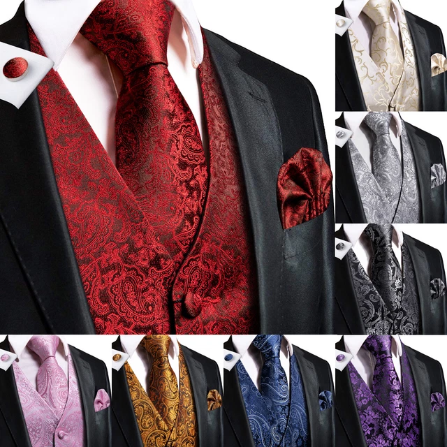 Mens Paisley Waistcoat Vest Set Formal Business Wedding Top Slim Fit Suit Tuxedo