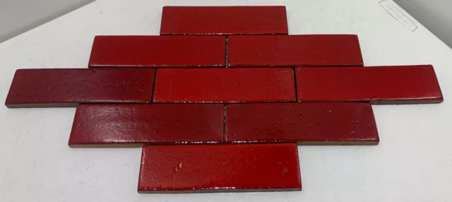 Azulejos de ladrillo hechos a mano patrón de ladrillo en rojo sangre 2-1/4"" x 8"" x 1/2"" nuevos