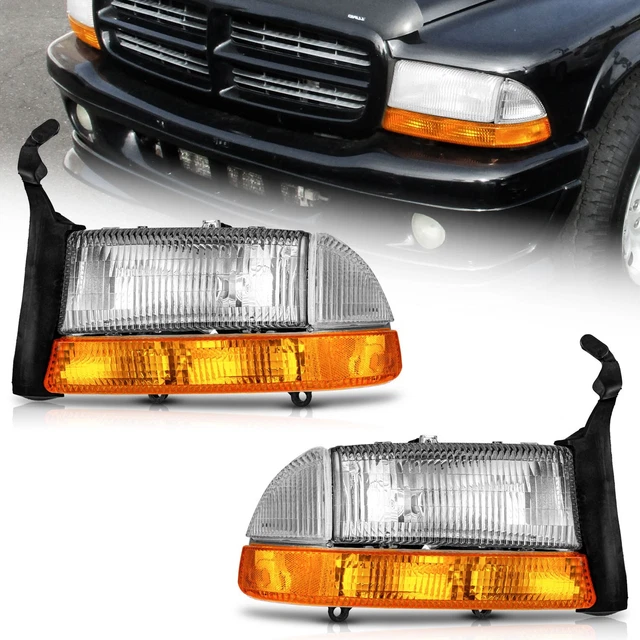 97-04 Dodge Dakota 98-03 Durango SMOKED 1-Piece Headlights