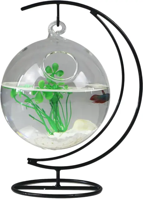 Desktop Hanging Glass Fish Tank Mini Table Aquarium Glass Betta Fish Bowl Clear