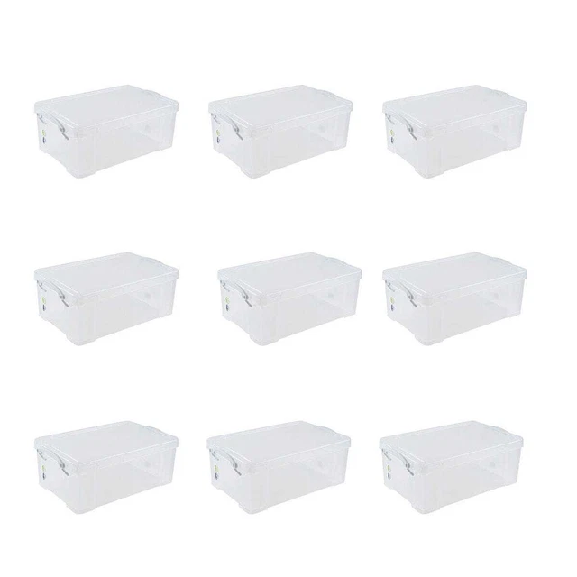 Caja Realmente Útil 9L Manijas Blancas Transparentes Paquete de 9