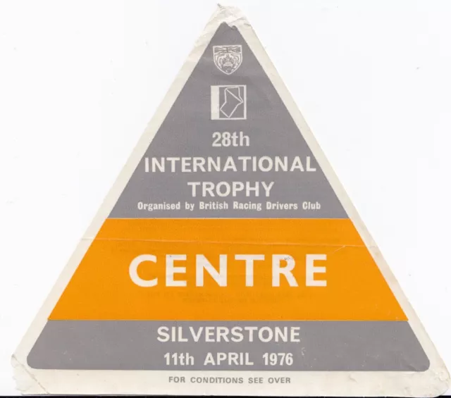 1976 Silverstone Brdc International Trophy F1 Centre Car Park Ticket Pass Hunt