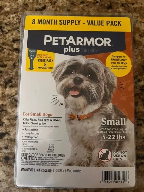 PetArmor Plus Flea and Tick Prevention for Dogs 5-22 lbs (8) doeses