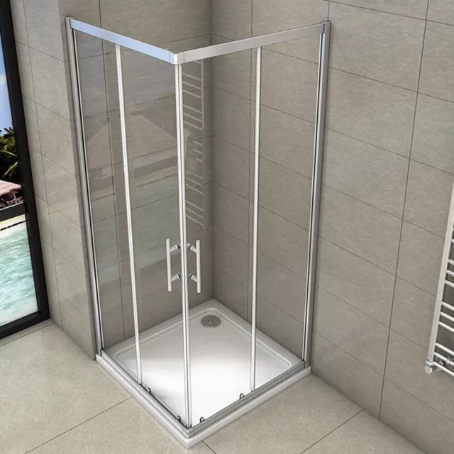 Corner Entry Shower Enclosure and Tray Walk in Cubicle Sliding Glass Shower Door